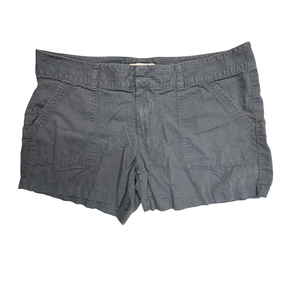 Banana Republic‎ Shorts 14 Dark Gray Linen Cotton Utility Patch Pocket Casual